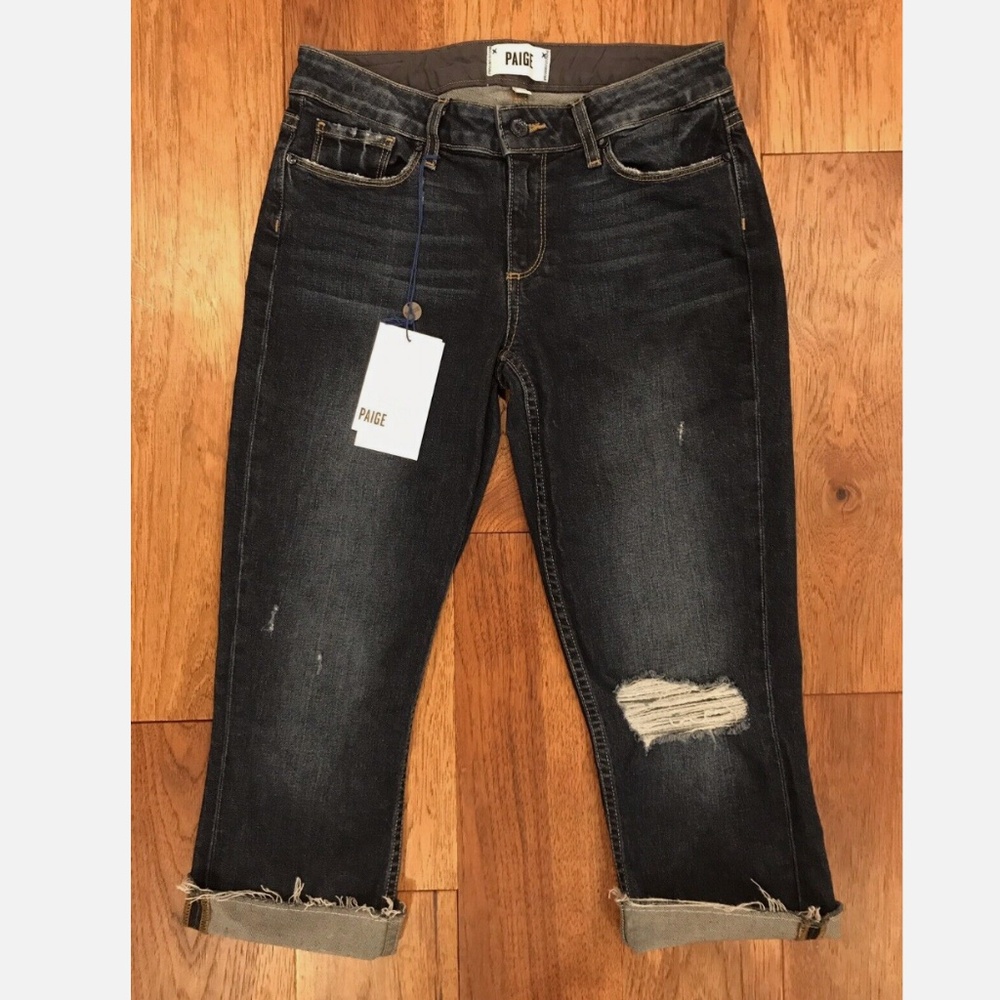 Paige ANABELLE SLIM Domino Destructed Destroyed Jeans Womens 24 Short *NEW* $239